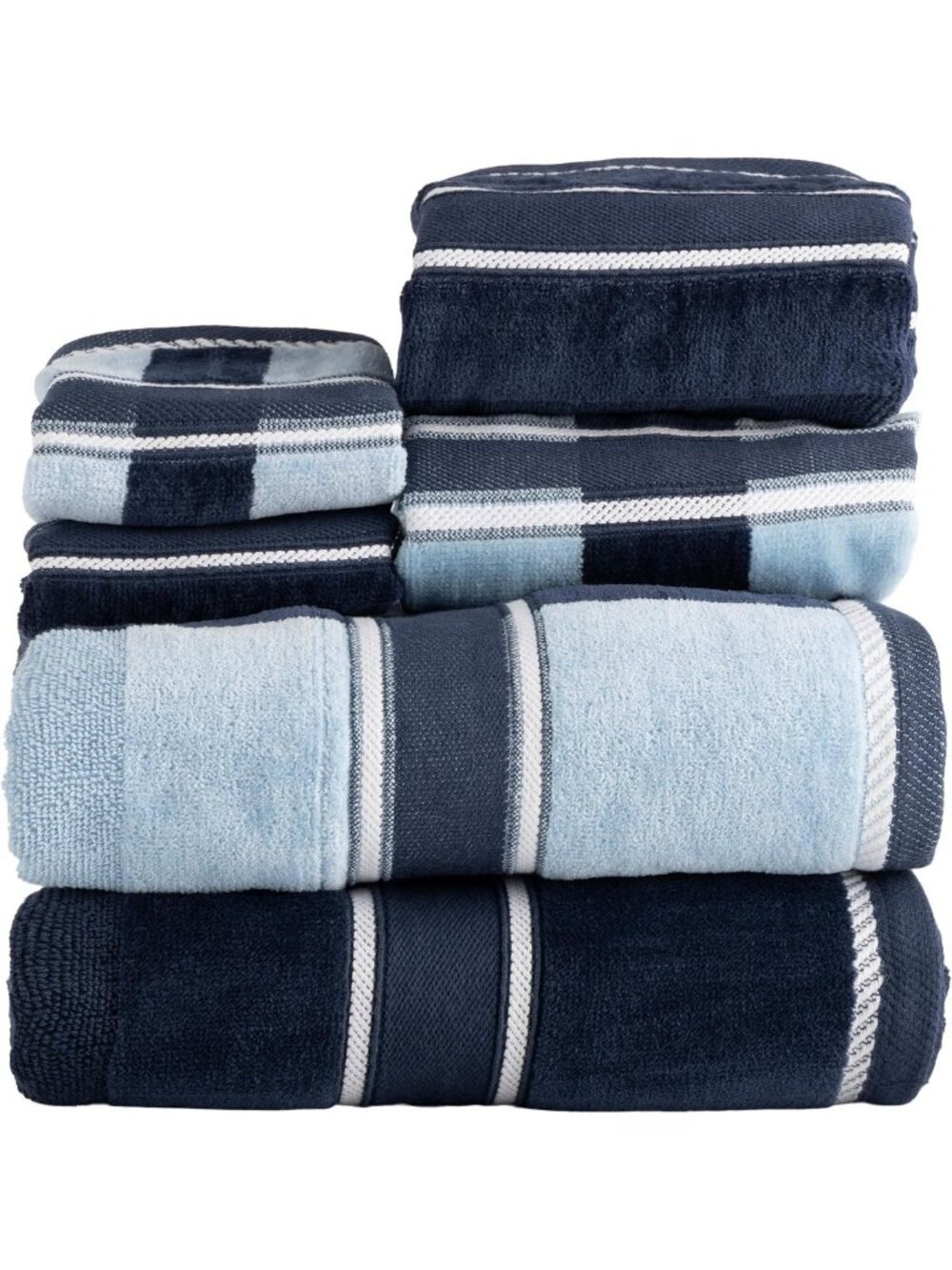 Navy Bathroom Towel Set of 6 - Soft, Absorbent Bath Accessories for Home Decor